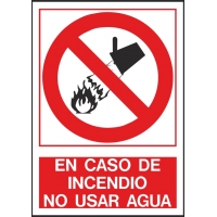 En caso de incendio no usar agua
